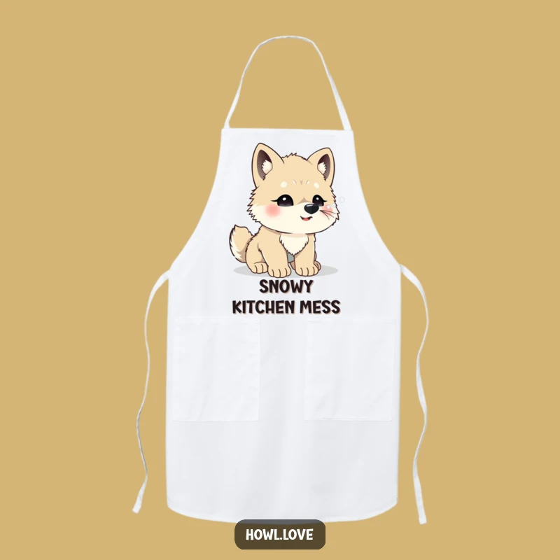 Funny Wolf Cub Snowflakes Apron - Whimsical Kitchen Wear for Winter Chefs
