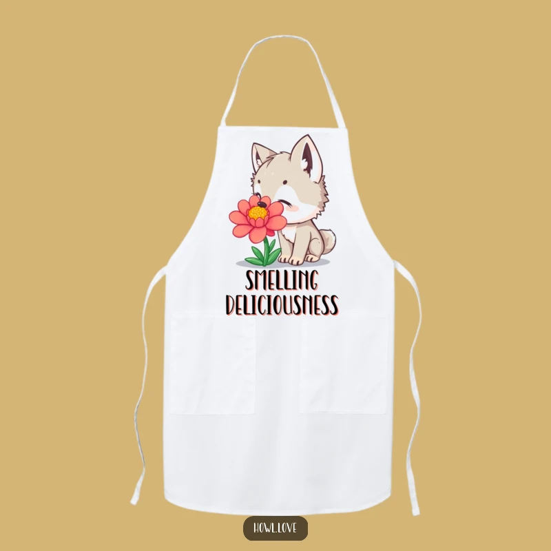 Funny Wolf Cub Flower Apron: Garden Kitchen Wear, a Hilarious Chef Gift
