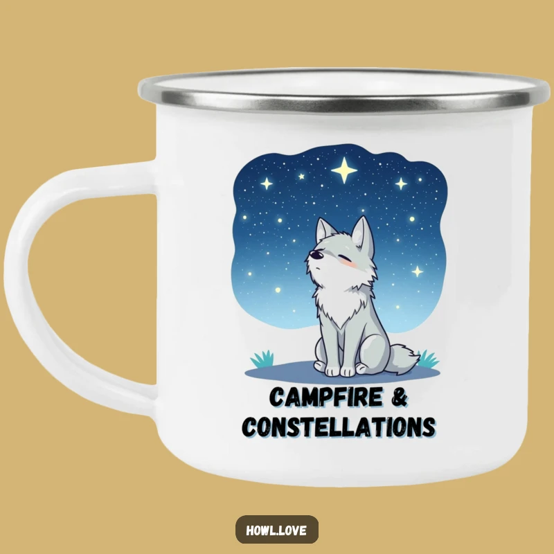 Funny Peaceful Wolf Starry Sky Camping Mug - Celestial Outdoor Fun