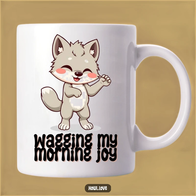 Funny Dancing Wolf Cub Mug: Hilarious Wiggle Gift for Animal Lovers