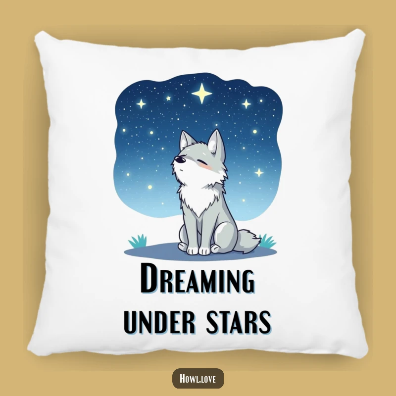 Funny Peaceful Wolf Starry Sky Pillow - Cozy Accent for Dreamers