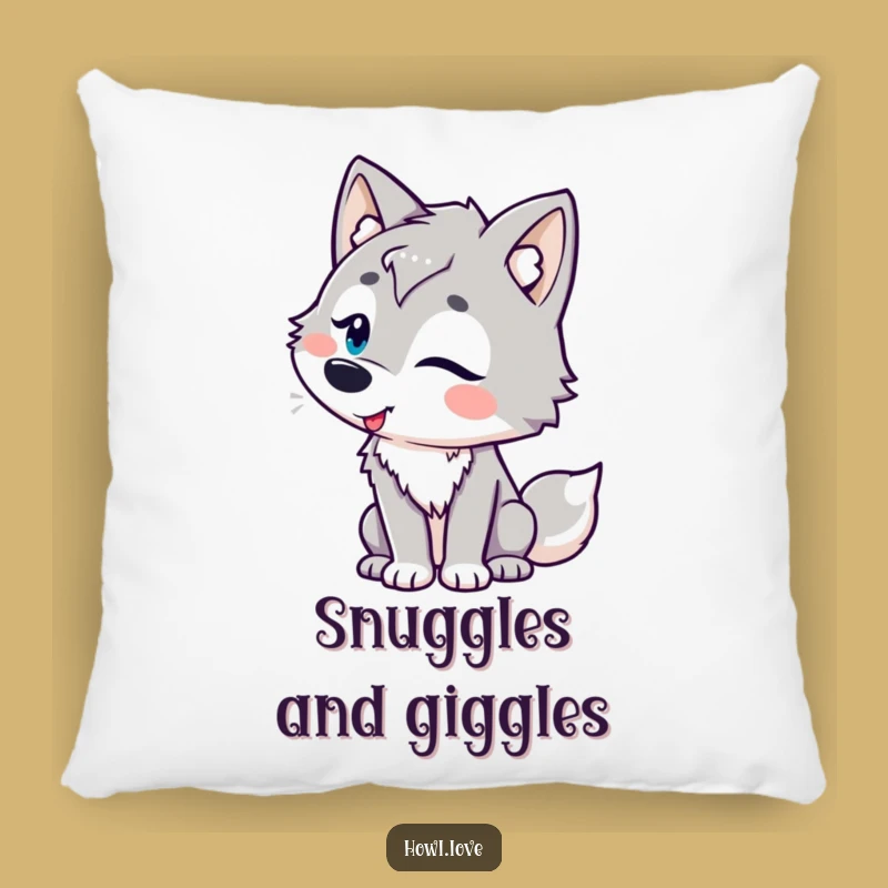 Funny Amused Wolf Pillow for Cozy Comfort, a Hilarious Decor Gift.