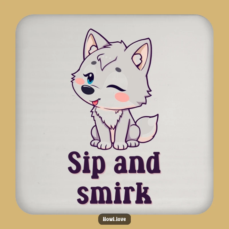 Funny Amused Wolf Coasters for Tables, a Hilarious Home Gift.