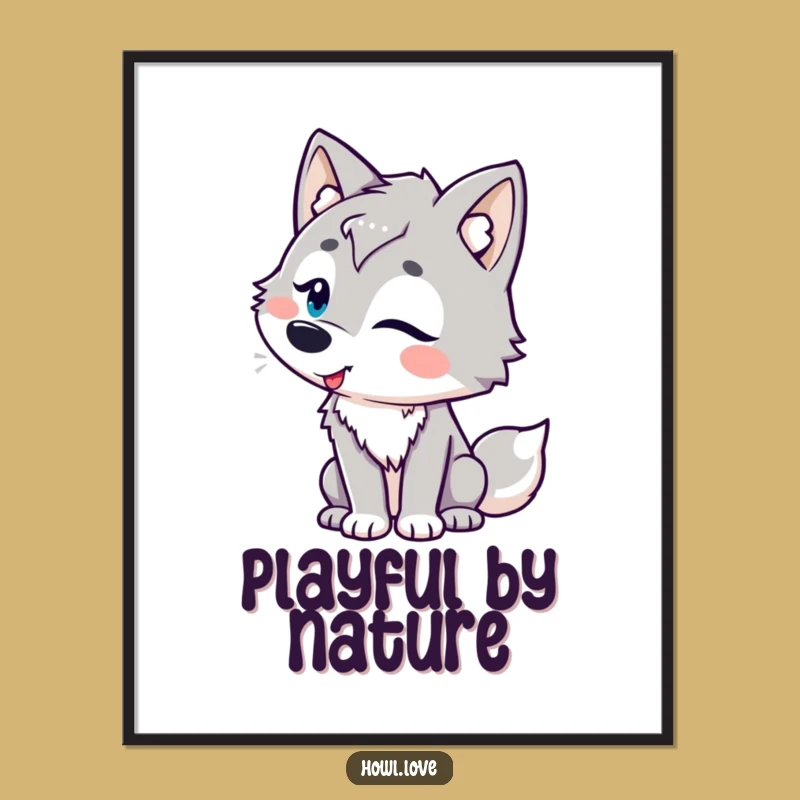 Funny Amused Wolf Poster for Wall Art, a Hilarious Decor Gift.