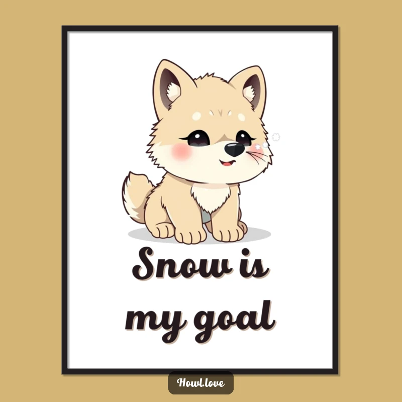 Funny Wolf Cub Snowflakes Poster - Adorable Wall Art for Winter Lovers