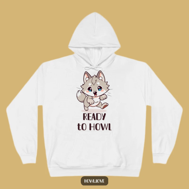Funny Pouncing Wolf Hoodie: Cozy & Energetic Animal Spirit, Great Gift
