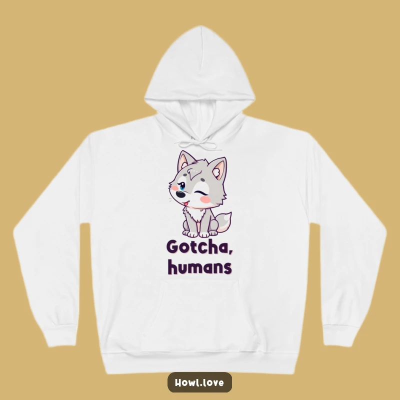 Funny Cozy Wolf Hoodie with Playful Curves, a Hilarious Warm Gift.