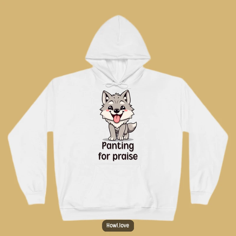 Funny Happy Wolf Panting Hoodie - Cozy Sweatshirt for Active Souls