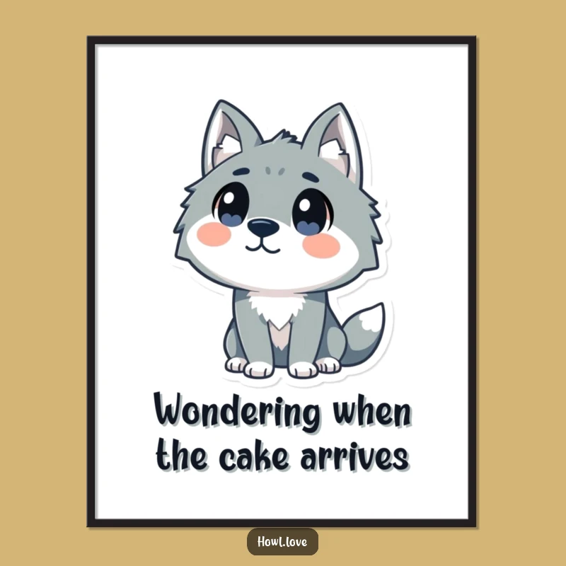 Funny Free Printable Wall Art: Stylized Wolf with Curious Dot Eyes for Whimsical Decor