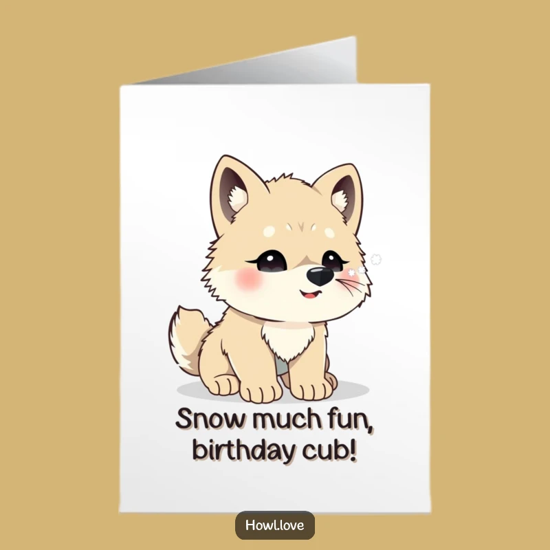 Free Printable Funny Birthday Card: Wolf Cub Snowflakes Downloadable Gift