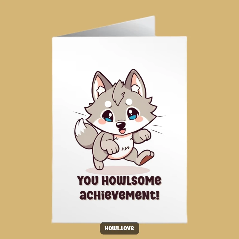 Free Printable Congrats Card: Pouncing Wolf, Exciting & Funny Downloadable Message