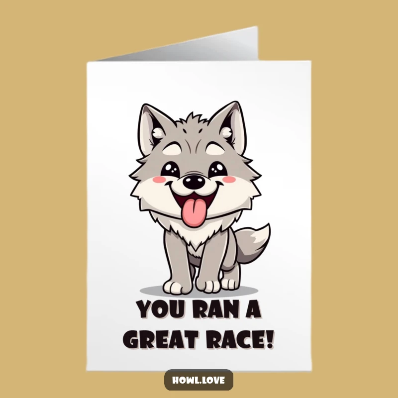 Free Printable Funny Congrats Card: Happy Wolf Tongue Out Downloadable Celebration