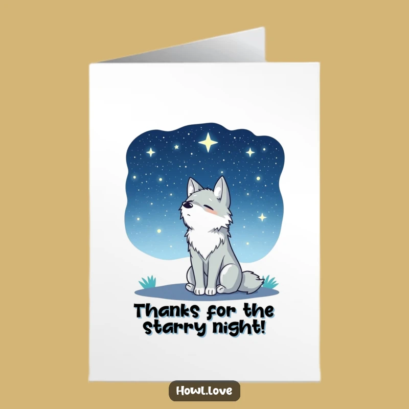 Free Printable Funny Thank You Card: Wolf Starry Sky Downloadable Gratitude