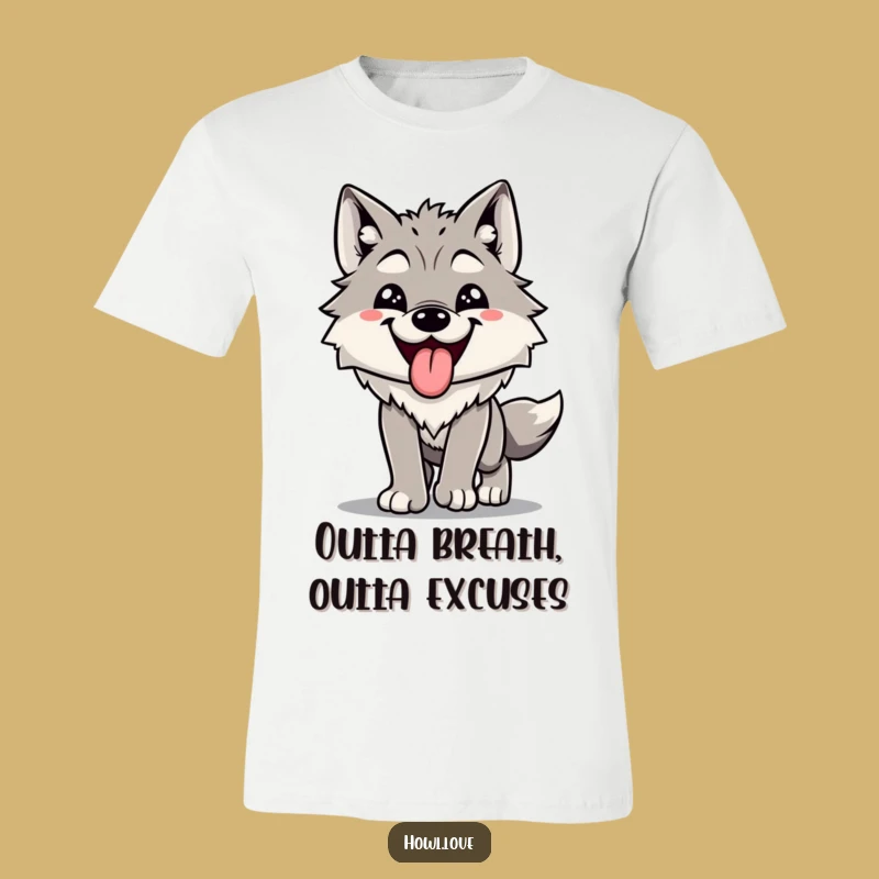 Funny Happy Wolf Panting T-Shirt - Comical Runner's Animal Tee Gift