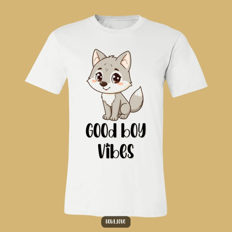 Funny Happy Wolf T-Shirt: Cute Dot Eyes, Wagging Tail, Great Gift
