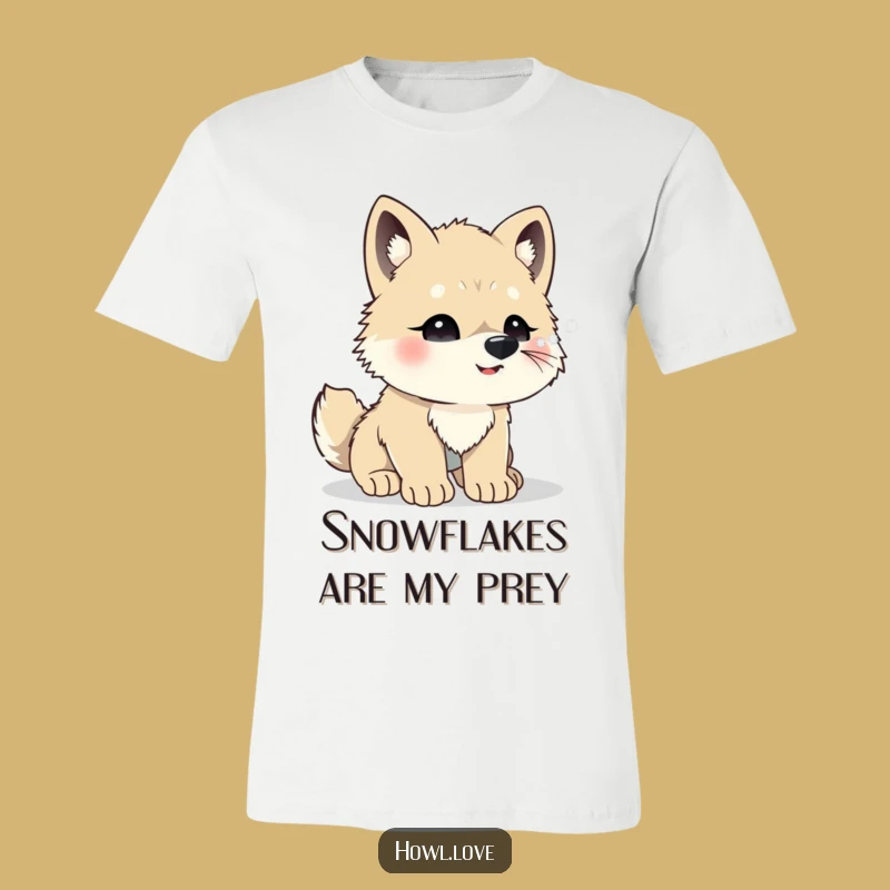 Funny Wolf Cub Snowflakes T-Shirt - Cute & Comical Winter Tee Gift