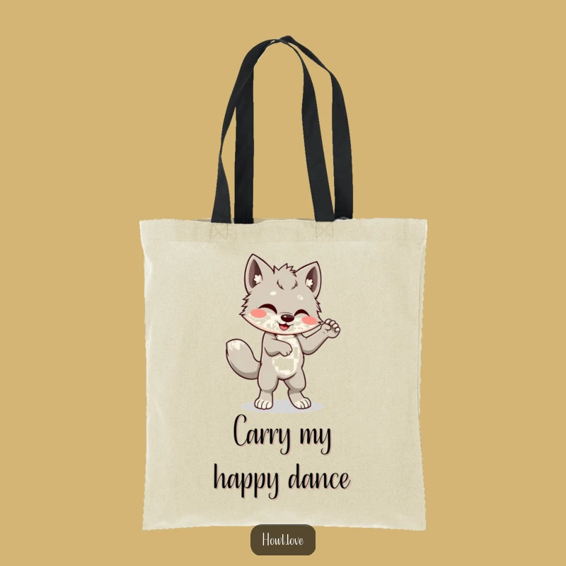 Funny Dancing Wolf Cub Tote Bag: Carry Your Moves in Style