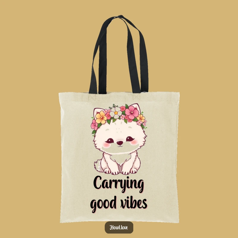 Funny Fluffy Wolf Flower Crown Tote Bag - Spacious & Charming Carry-All