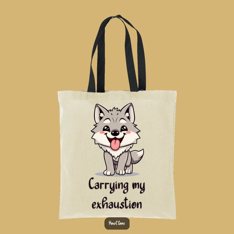 Funny Happy Wolf Panting Tote Bag - Spacious & Humorous Carry-All