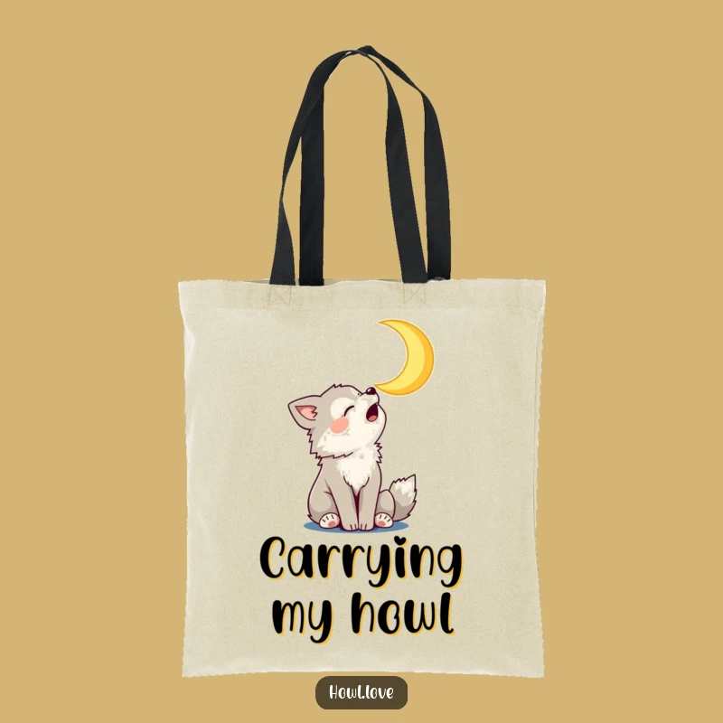 Funny Wolf Cub Moon Tote Bag: Howling Carryall, a Hilarious Celestial Accessory Gift