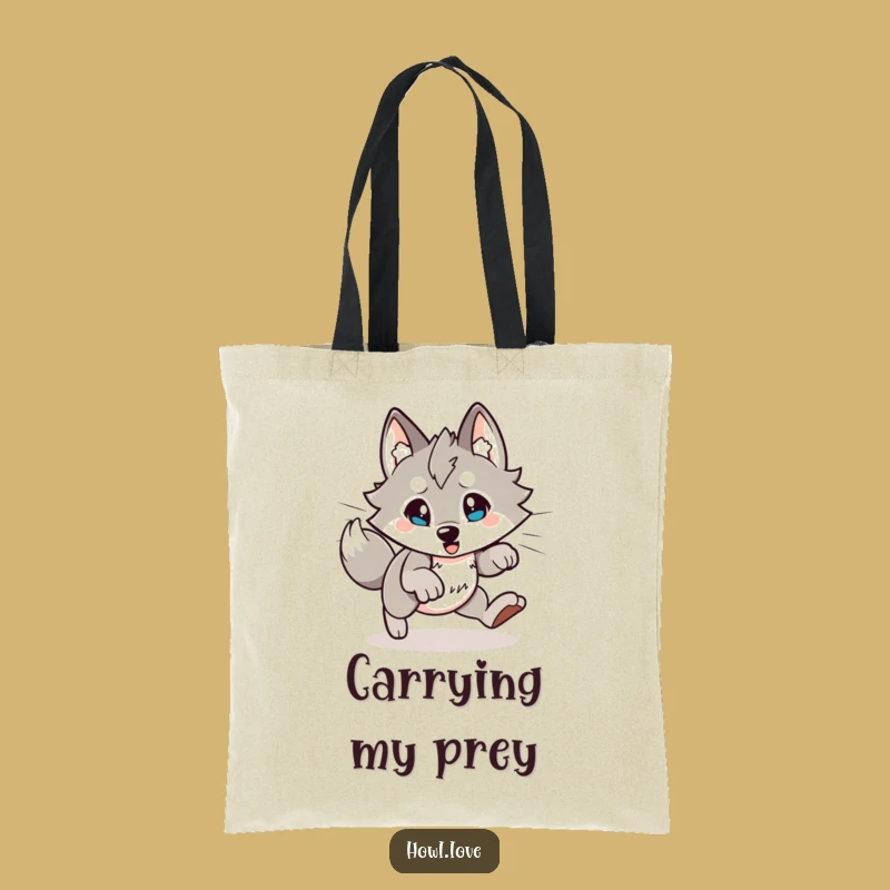 Funny Pouncing Wolf Tote Bag: Energetic & Stylish Accessory, Perfect Gift