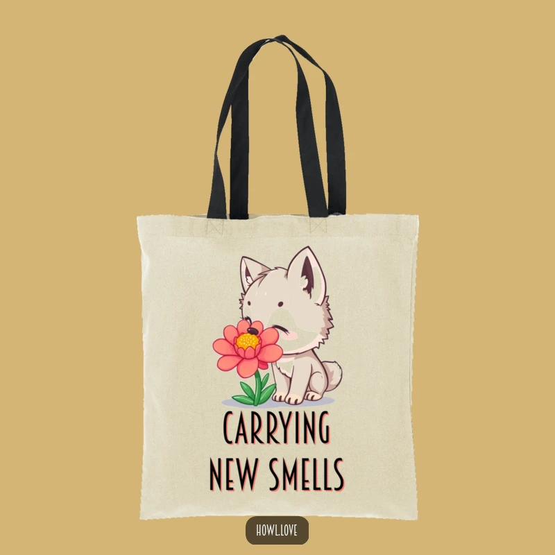 Funny Wolf Cub Flower Tote Bag: Garden Carryall, a Hilarious Nature Enthusiast Gift